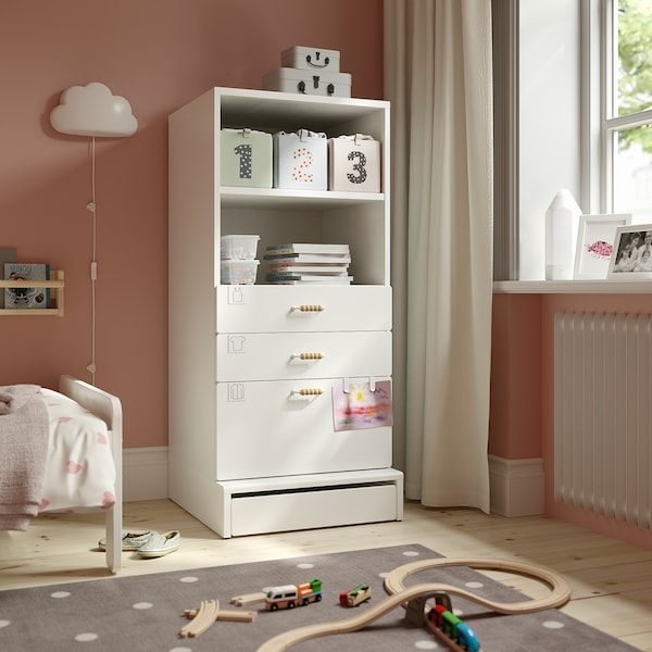 IKEA SMÅSTAD / UPPFÖRA bookcase, with 3 drawers, 23 5/8x25 5/8x53 1/2 in White, Ikea Ireland | 6180VPKOL