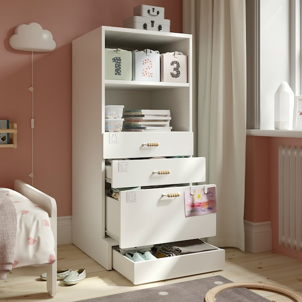 IKEA SMÅSTAD / UPPFÖRA bookcase, with 3 drawers, 23 5/8x25 5/8x53 1/2 in White, Ikea Ireland | 6180VPKOL