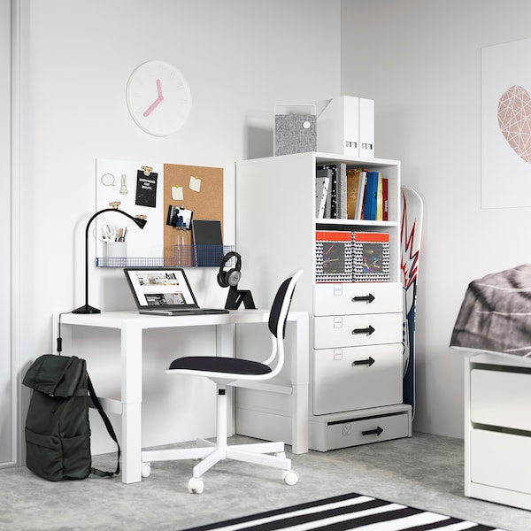 IKEA SMÅSTAD / UPPFÖRA bookcase, with 3 drawers, 23 5/8x25 5/8x53 1/2 in White, Ikea Ireland | 6180VPKOL