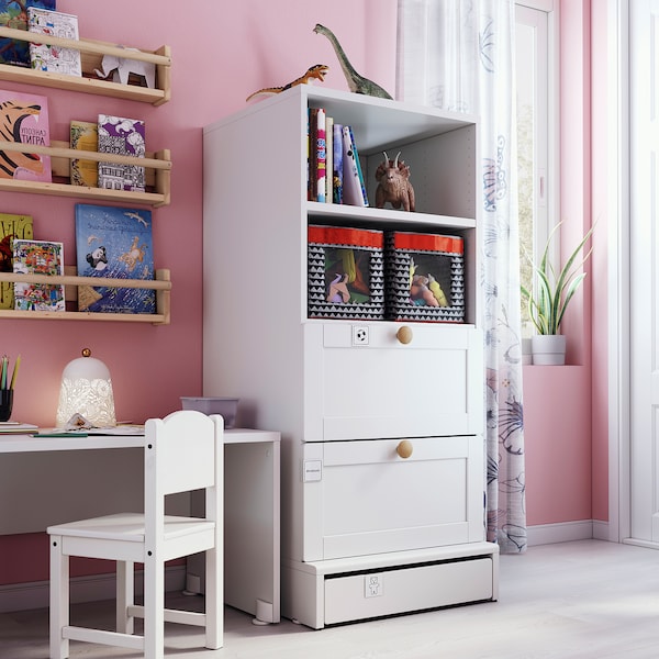 IKEA SMÅSTAD / UPPFÖRA bookcase, with frame/with 2 drawers, 23 5/8x25 5/8x53 1/2 in White, Ikea Ireland | 3709IETCA