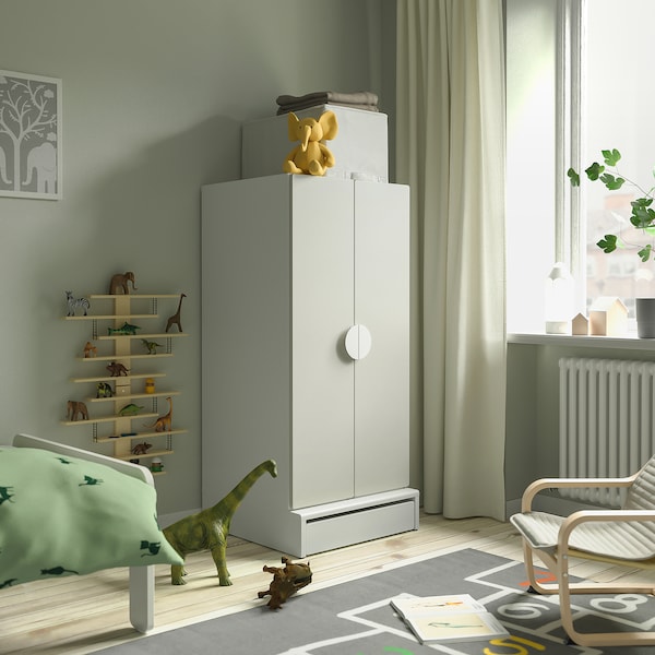 IKEA SMÅSTAD / UPPFÖRA wardrobe, 23 5/8x25 5/8x53 1/2 in White Gray / With 3 Shelves, Ikea Ireland | 3051RZVFL