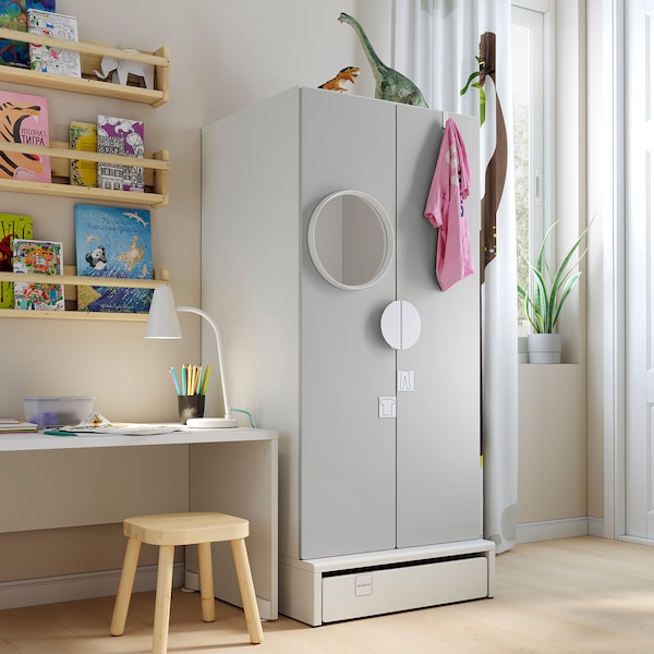 IKEA SMÅSTAD / UPPFÖRA wardrobe, 23 5/8x25 5/8x53 1/2 in White / Gray, Ikea Ireland | 7296RLYPH