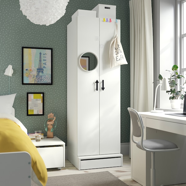 IKEA SMÅSTAD / UPPFÖRA wardrobe, 23 5/8x25 5/8x77 1/8 in White / White, Ikea Ireland | 1987XYSRV