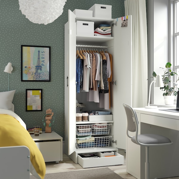 IKEA SMÅSTAD / UPPFÖRA wardrobe, 23 5/8x25 5/8x77 1/8 in White / Light Green, Ikea Ireland | 4603KXSTV