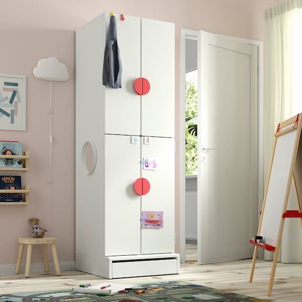 IKEA SMÅSTAD / UPPFÖRA wardrobe, with 2 clothes rails, 23 5/8x25 5/8x77 1/8 in White, Ikea Ireland | 7548SDQPT