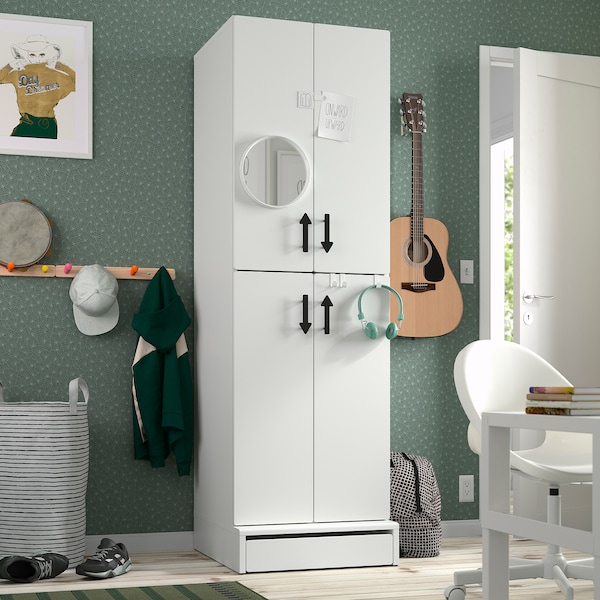 IKEA SMÅSTAD / UPPFÖRA wardrobe, with 2 clothes rails, 23 5/8x25 5/8x77 1/8 in White, Ikea Ireland | 7548SDQPT