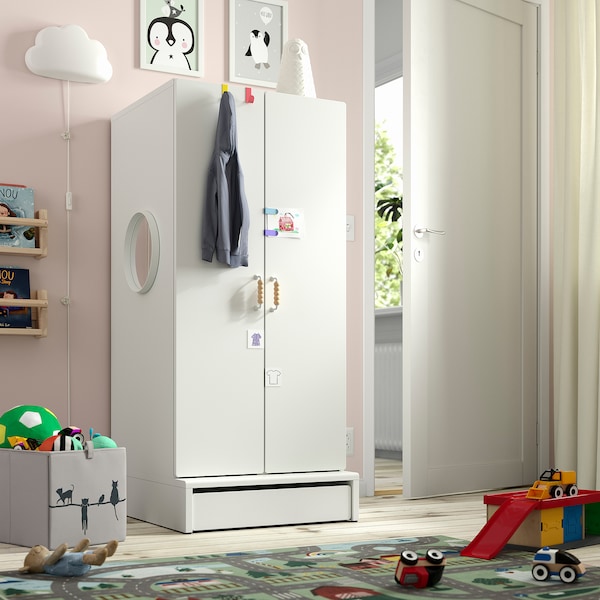 IKEA SMÅSTAD / UPPFÖRA wardrobe, with 3 shelves, 23 5/8x25 5/8x53 1/2 in White, Ikea Ireland | 1930IMHNQ