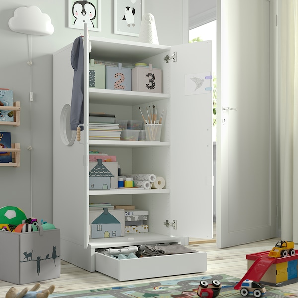 IKEA SMÅSTAD / UPPFÖRA wardrobe, with 3 shelves, 23 5/8x25 5/8x53 1/2 in White, Ikea Ireland | 1930IMHNQ
