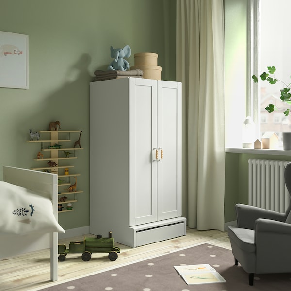 IKEA SMÅSTAD / UPPFÖRA wardrobe, with frame/with 3 shelves, 23 5/8x25 5/8x53 1/2 in White, Ikea Ireland | 0629UXYNB
