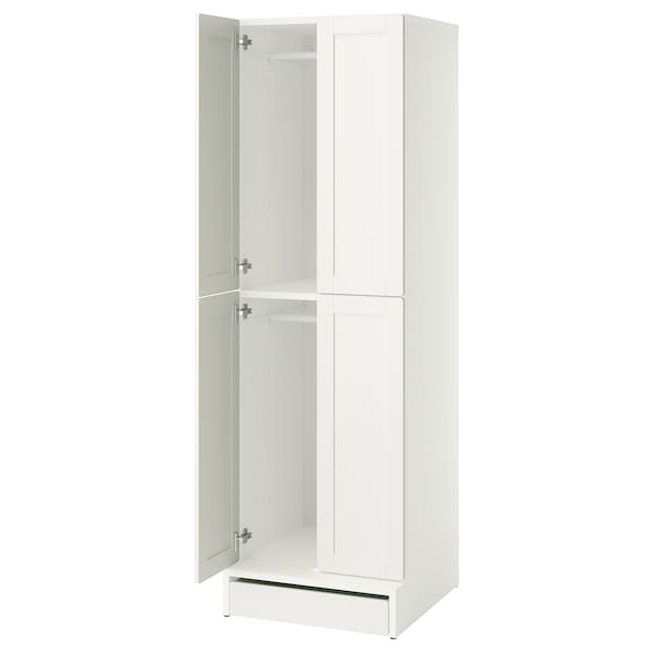 IKEA SMÅSTAD / UPPFÖRA wardrobe, with frame/with 2 clothes rails, 23 5/8x25 5/8x77 1/8 in White, Ikea Ireland | 7519IBAMF