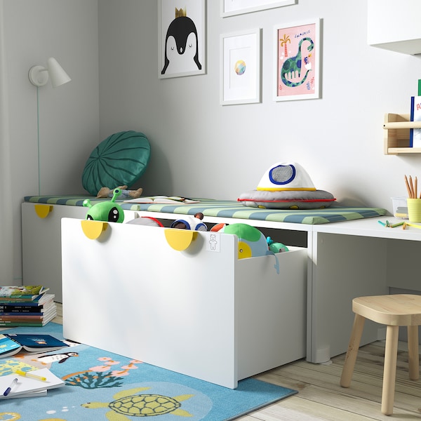 IKEA SMÅSTAD bench with toy storage, 35 3/8x20 1/2x18 7/8 in White / Blue, Ikea Ireland | 6108HCJNQ