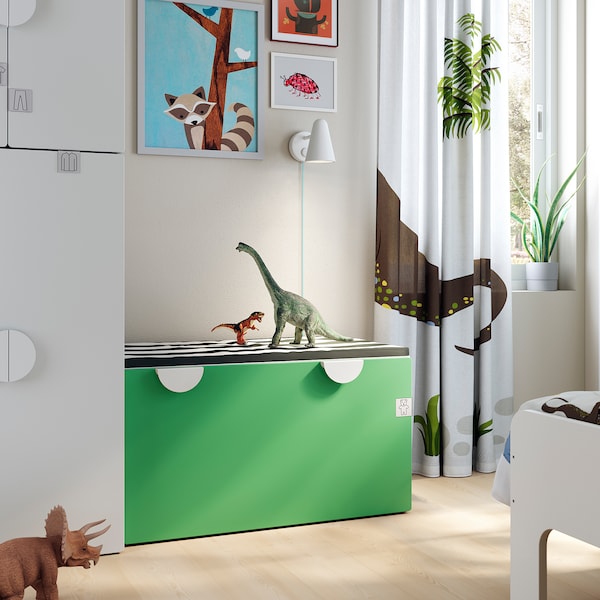 IKEA SMÅSTAD bench with toy storage, 35 3/8x20 1/2x18 7/8 in White / Green, Ikea Ireland | 3574SYBRO
