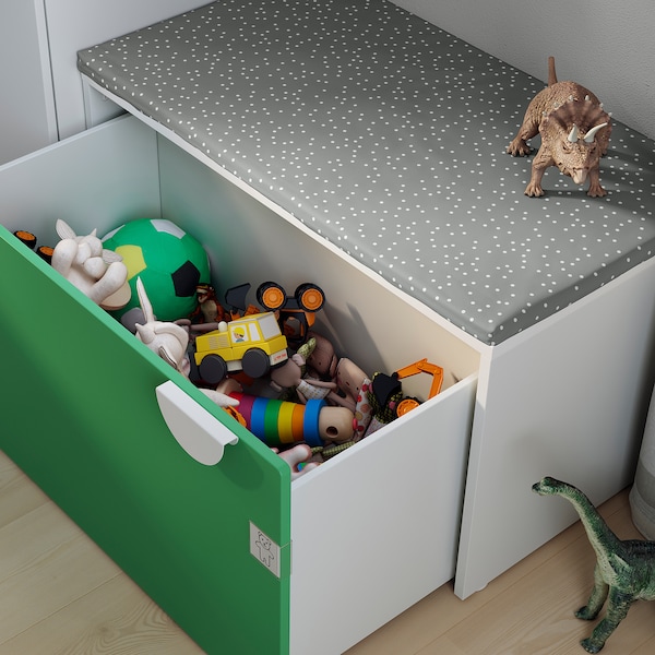 IKEA SMÅSTAD bench with toy storage, 35 3/8x20 1/2x18 7/8 in White / Green, Ikea Ireland | 3574SYBRO