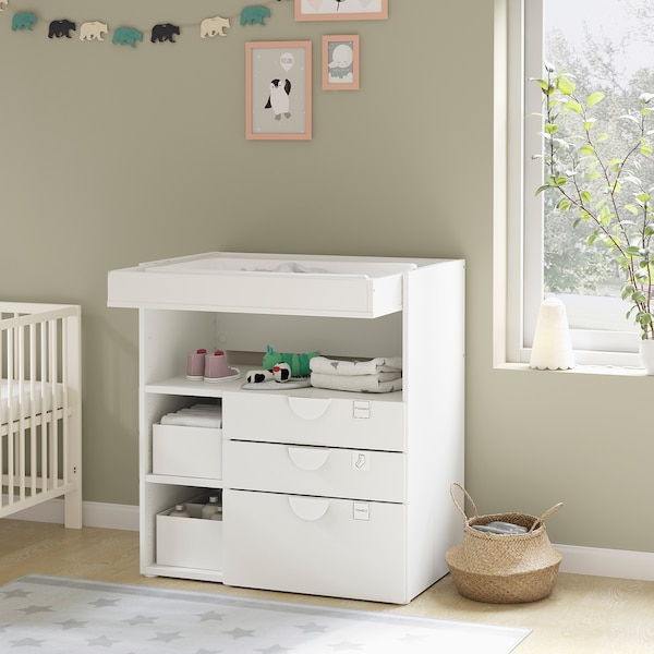 IKEA SMÅSTAD changing table, 35 3/8x31 1/2x39 3/8 in White Gray / With 3 Drawers, Ikea Ireland | 0461BYJAO