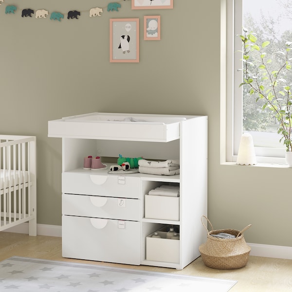 IKEA SMÅSTAD changing table, with 3 drawers, 35 3/8x31 1/2x39 3/8 in White, Ikea Ireland | 7164KCBZV
