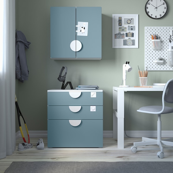IKEA SMÅSTAD wall cabinet, 23 5/8x12 5/8x23 5/8 in White Blue / With 1 Shelf, Ikea Ireland | 0478MDZSU