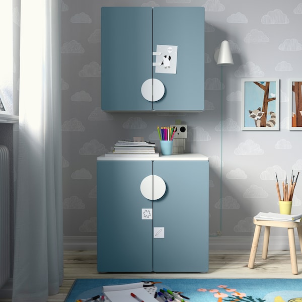 IKEA SMÅSTAD wall cabinet, 23 5/8x12 5/8x23 5/8 in White Blue / With 1 Shelf, Ikea Ireland | 0478MDZSU