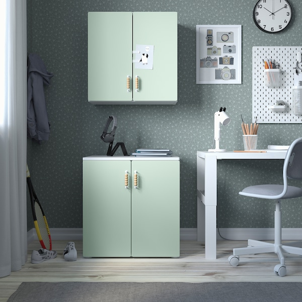 IKEA SMÅSTAD wall cabinet, 23 5/8x12 5/8x23 5/8 in White Light Green / With 1 Shelf, Ikea Ireland | 7624KSUGA