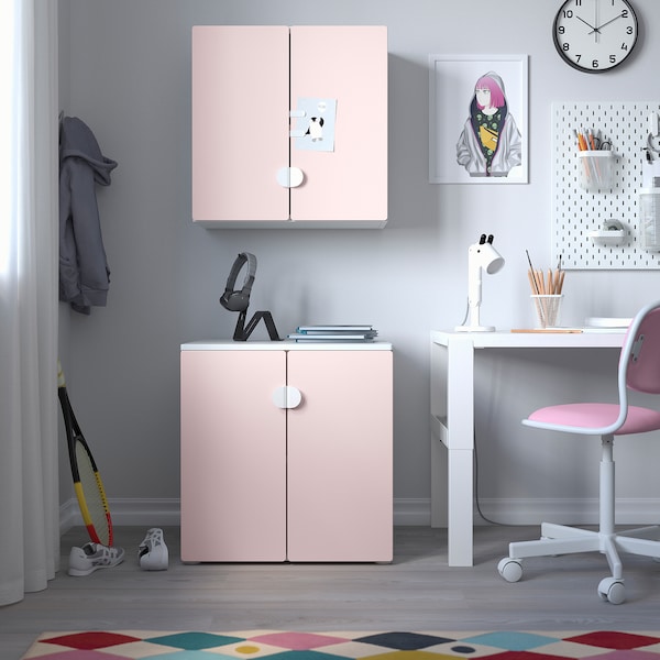 IKEA SMÅSTAD wall cabinet, 23 5/8x12 5/8x23 5/8 in White Pale Pink / With 1 Shelf, Ikea Ireland | 4082XBGQC