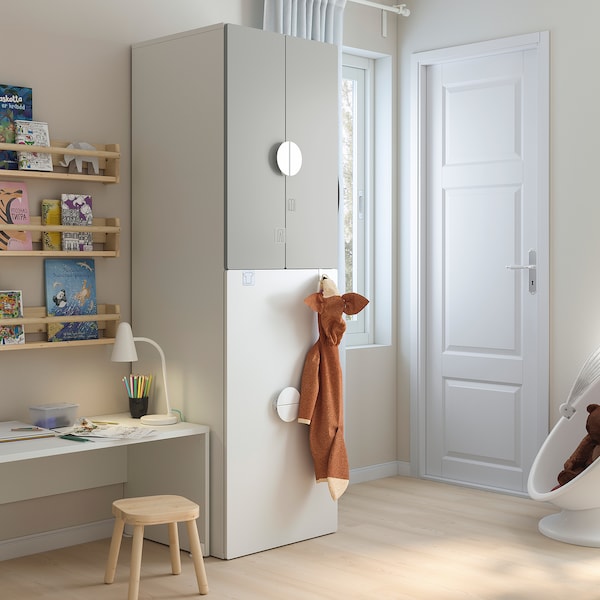 IKEA SMÅSTAD wardrobe with pull-out unit, 23 5/8x22 1/2x77 1/8 in White Gray / With Clothing Rod, Ikea Ireland | 4163JOPYH