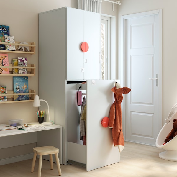 IKEA SMÅSTAD wardrobe with pull-out unit, 23 5/8x22 1/2x77 1/8 in White Gray / With Clothing Rod, Ikea Ireland | 4163JOPYH