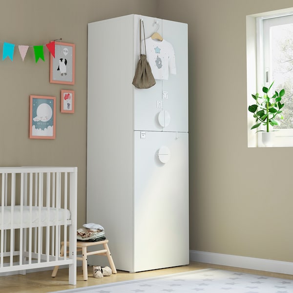 IKEA SMÅSTAD wardrobe, with pull-out unit, with clothing rod, 23 5/8x22 1/2x77 1/8 in White, Ikea Ireland | 9785YVBNW