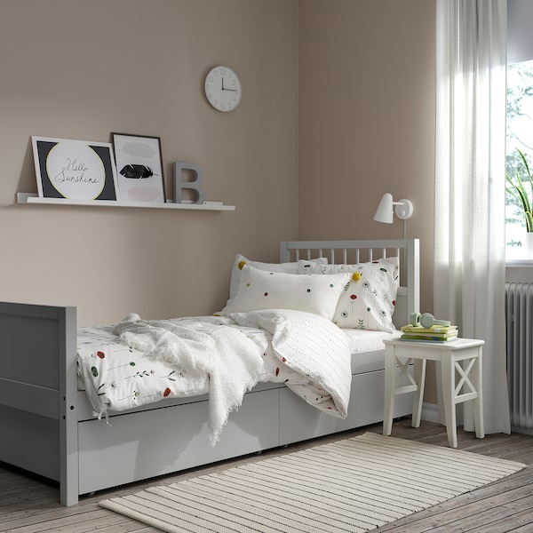 IKEA SMYGA bed frame with storage, Twin Light Gray, Ikea Ireland | 1928XJBMY