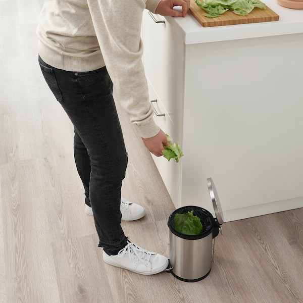 IKEA SNÖRPA pedal bin, stainless steel, 1 gallon, Ikea Ireland | 3127EZTVI