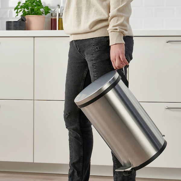 IKEA SNÖRPA pedal bin, stainless steel, 3 gallon, Ikea Ireland | 7420XMPIZ