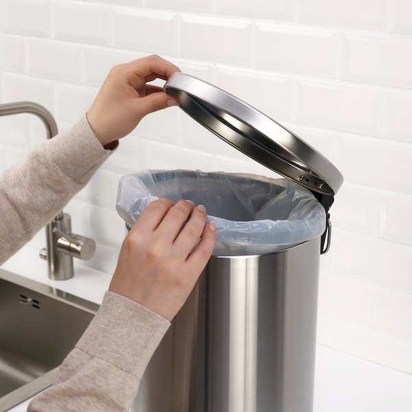 IKEA SNÖRPA pedal bin, stainless steel, 3 gallon, Ikea Ireland | 7420XMPIZ
