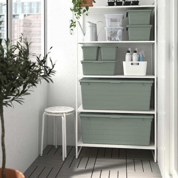 IKEA SOCKERBIT storage box with lid, 15x30x11 ¾ in Gray / Green, Ikea Ireland | 0167WBAKE