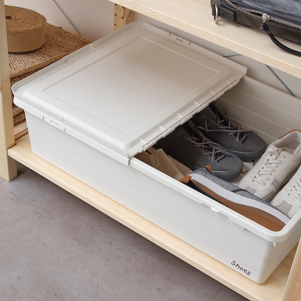 IKEA SOCKERBIT storage box with lid, white, 19 ¾x30 ¼x7 ½ in, Ikea Ireland | 7653IPCDF