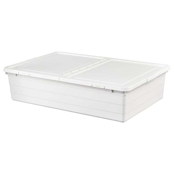 IKEA SOCKERBIT storage box with lid, white, 19 ¾x30 ¼x7 ½ in, Ikea Ireland | 7653IPCDF