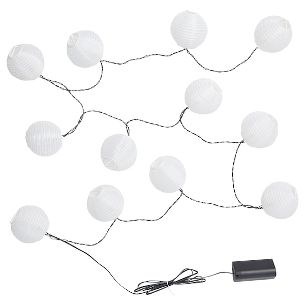 IKEA SOLVINDEN LED string light with 12 lights Outdoor / Battery Operated White, Ikea Ireland | 6278FPBQT