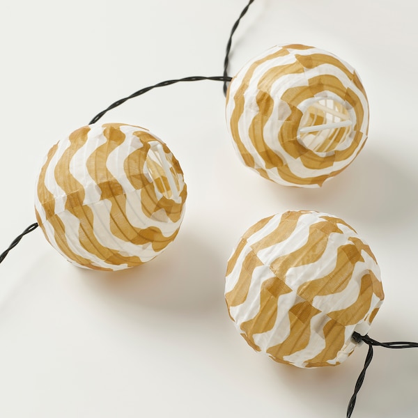 IKEA SOLVINDEN LED string light with 12 lights, outdoor Battery Operated / Yellow Waves, Ikea Ireland | 5438JUSFE