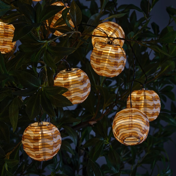 IKEA SOLVINDEN LED string light with 12 lights, outdoor Battery Operated / Yellow Waves, Ikea Ireland | 5438JUSFE
