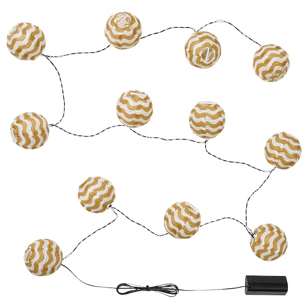 IKEA SOLVINDEN LED string light with 12 lights, outdoor Battery Operated / Yellow Waves, Ikea Ireland | 5438JUSFE