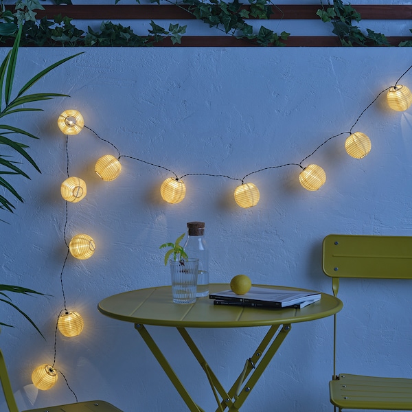 IKEA SOLVINDEN LED string light with 12 lights Outdoor / Battery Operated Yellow, Ikea Ireland | 2159VZXKA