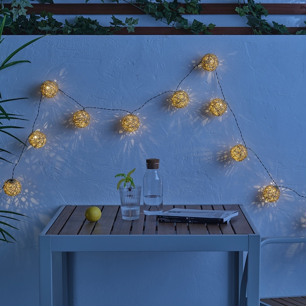 IKEA SOLVINDEN LED string light with 12 lights Battery Operated / Beige, Ikea Ireland | 7961AHJGC