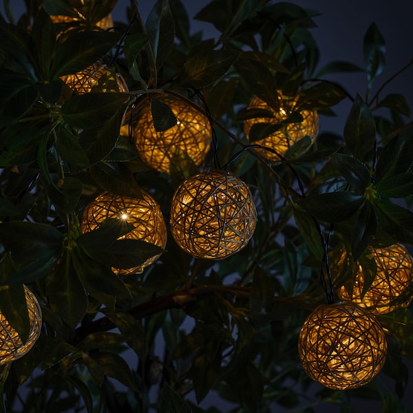 IKEA SOLVINDEN LED string light with 12 lights Battery Operated / Beige, Ikea Ireland | 7961AHJGC