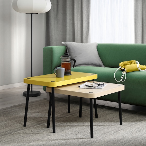 IKEA SONHULT nesting tables Yellow / Birch Effect, Ikea Ireland | 4309XKVHI