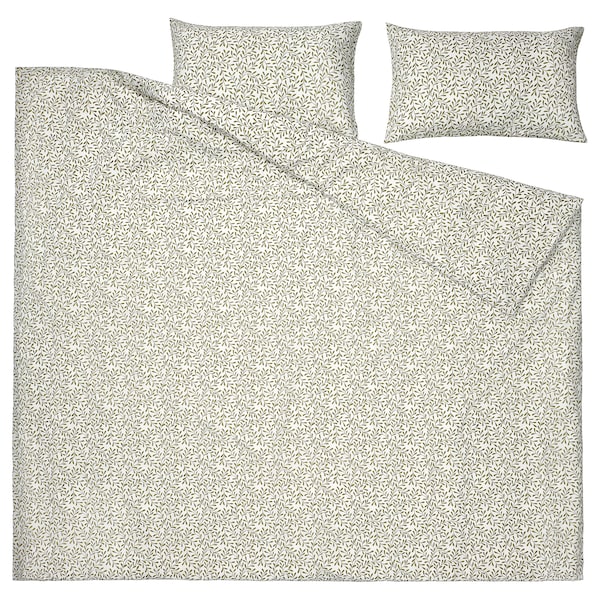 IKEA SORGMANTEL duvet cover and pillowcase(s), Full/Queen (Double/Queen) White / Green, Ikea Ireland | 3461WVBSP