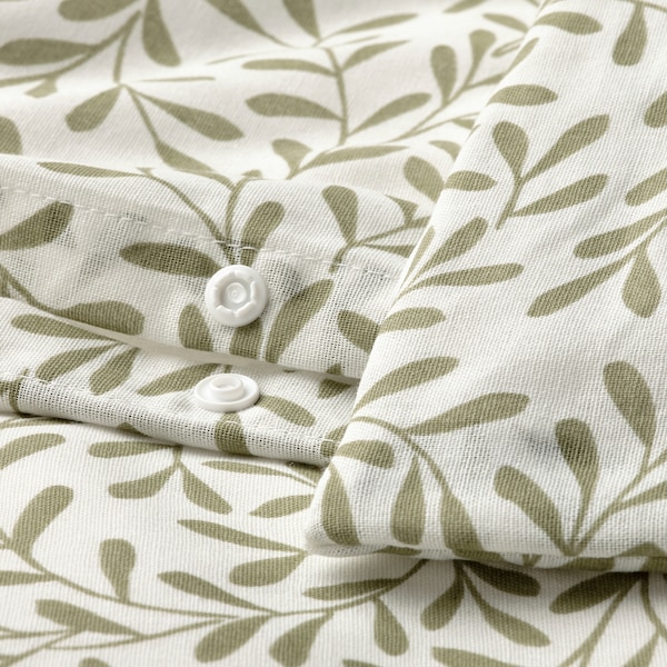 IKEA SORGMANTEL duvet cover and pillowcase(s), Full/Queen (Double/Queen) White / Green, Ikea Ireland | 3461WVBSP