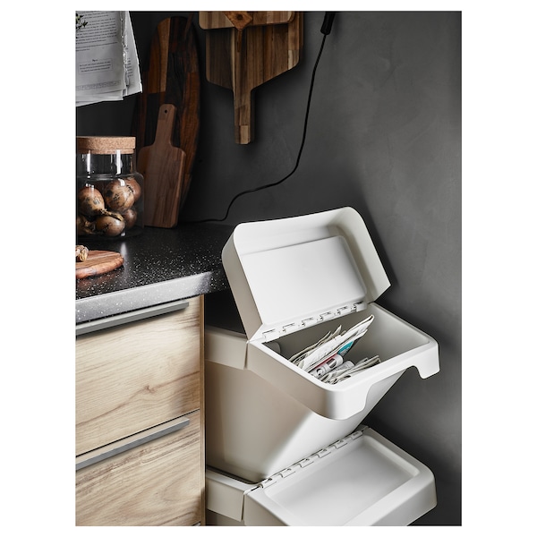 IKEA SORTERA recycling bin with lid, white, 10 gallon, Ikea Ireland | 2608UWFEP