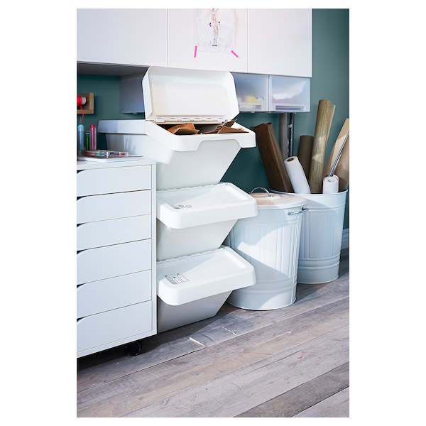IKEA SORTERA recycling bin with lid, white, 10 gallon, Ikea Ireland | 2608UWFEP