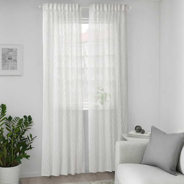 IKEA SOTSTÄVMAL sheer curtains, 1 pair, white, 57x98 in, Ikea Ireland | 9612GZNKD