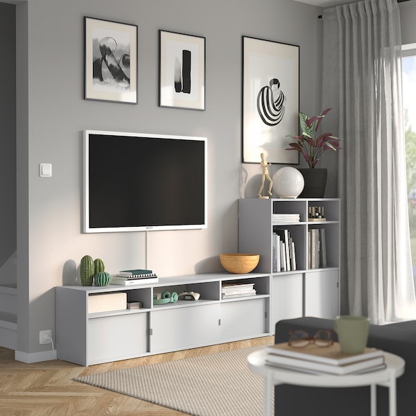 IKEA SPIKSMED TV storage combination, light gray, 91 1/2x12 5/8x38 in, Ikea Ireland | 3276OYAEC