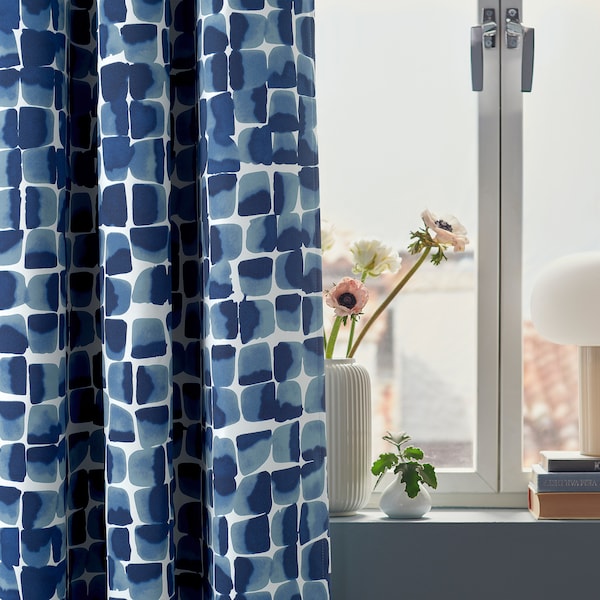 IKEA SPIRSTÅNDS room darkening curtains, 1 pair, blue, 57x98 in, Ikea Ireland | 7392RPYJU