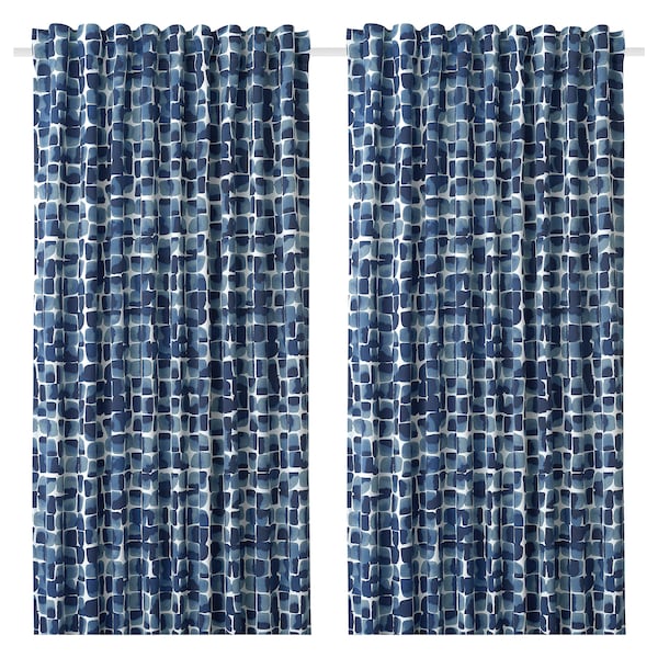 IKEA SPIRSTÅNDS room darkening curtains, 1 pair, blue, 57x98 in, Ikea Ireland | 7392RPYJU