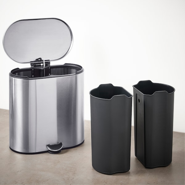 IKEA STABBEN step trash can, stainless steel, 5 gallon, Ikea Ireland | 6403VLMEH